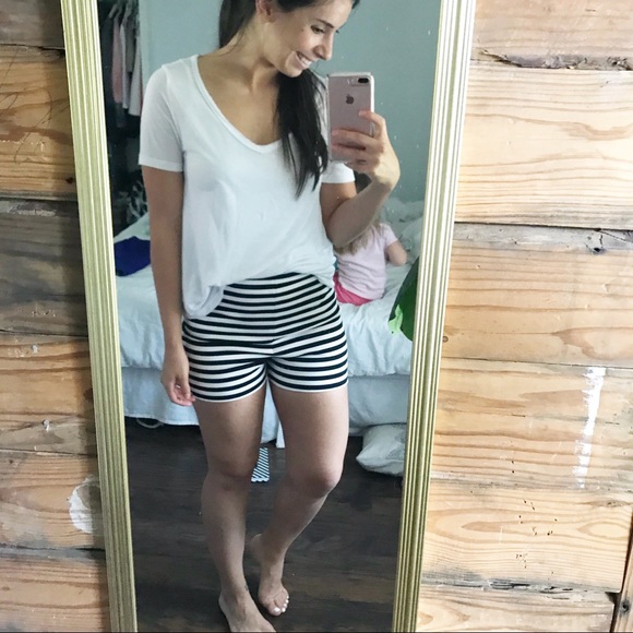 black and white high waisted shorts